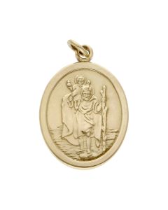 Pre-Owned 9ct Yellow Gold Oval St.Christopher Pendant