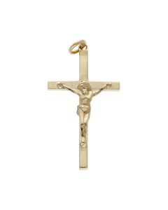 Pre-Owned 9ct Yellow Gold Block Crucifix Pendant