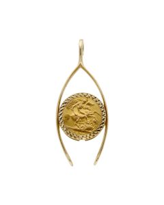Pre-Owned 1896 Half Sovereign Coin In 9ct Gold Pendant Mount