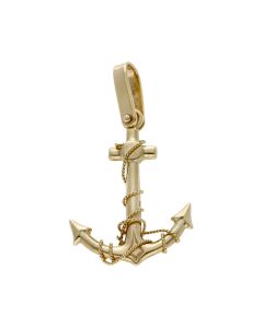 Pre-Owned 9ct Yellow Gold Rope & Anchor Pendant