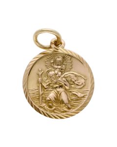 Pre-Owned Vintage 1976 9ct Gold Round St.Christopher Pendant