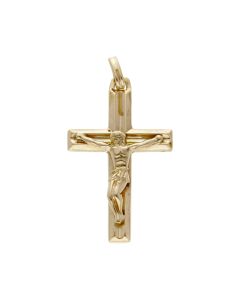 Pre-Owned 9ct Yellow Gold Ridged Crucifix Pendant