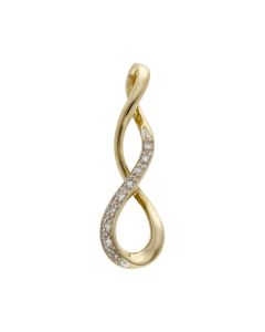 Pre-Owned 9ct Yellow Gold Diamond Set Infinity Pendant