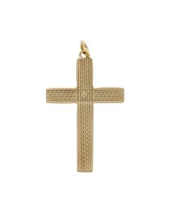 Pre-Owned 9ct Yellow Gold Patterned Cross Pendant