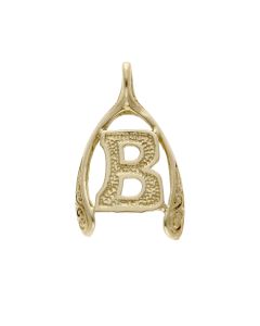 Pre-Owned 9ct Yellow Gold Initial B Wishbone Pendant