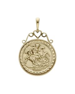 Pre-Owned 9ct Yellow Gold George & Dragon Coin Style Pendant