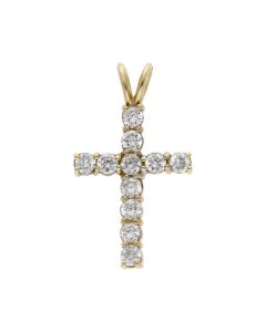 Pre-Owned 9ct Yellow Gold Cubic Zirconia Cross Pendant