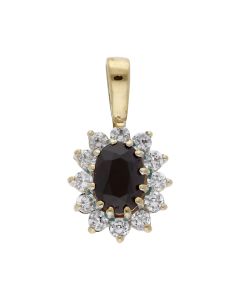 Pre-Owned 9ct Gold Sapphire & Cubic Zirconia Cluster Pendant
