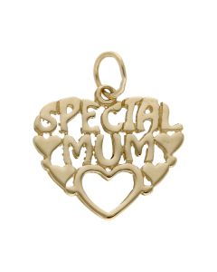 Pre-Owned 9ct Yellow Gold Lightweight Special Mum Heart Pendant