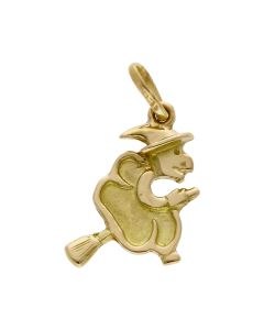 Pre-Owned 9ct Yellow Gold Witch & Broom Charm Pendant