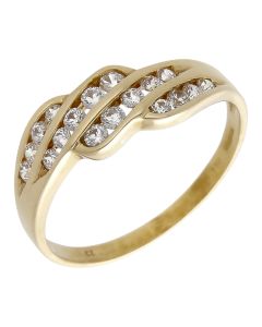 Pre-Owned 9ct Gold Multi Row Cubic Zirconia Crossover Ring