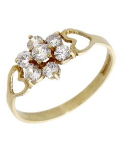 Pre-Owned 9ct Yellow Gold Cubic Zirconia Cluster Ring