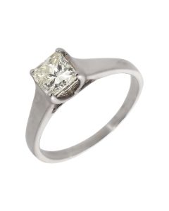 Pre-Owned 18ct Gold 1.01ct Princess Cut Diamond Solitaire Ring