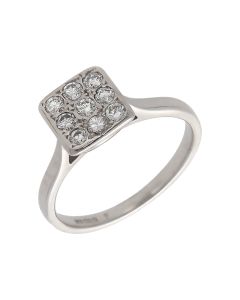 Pre-Owned 18ct White Gold Diamond Square Cluster Ring