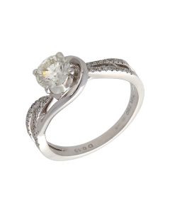 Pre-Owned 18ct White Gold Diamond Solitaire Twist Ring