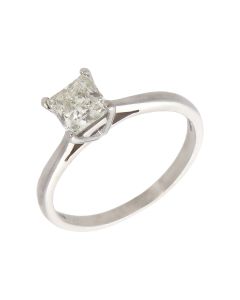 Pre-Owned 18ct White Gold 0.89ct Princess Cut Diamond Ring