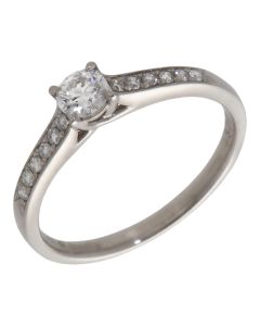 Pre-Owned Platinum 0.37ct Diamond Solitaire & Shoulders Ring