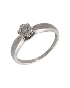 Pre-Owned 9ct White Gold Illusion Set Diamond Solitaire Ring
