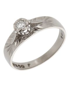 Pre-Owned 14ct White Gold Illusion Set Diamond Solitaire Ring