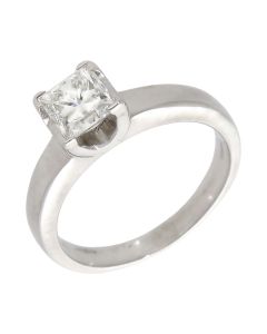 Pre-Owned 14ct White Gold Princess Cut Diamond Solitaire Ring