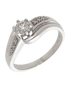 Pre-Owned 9ct White Gold 0.30ct Diamond Solitaire Twist Ring