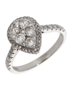 Pre-Owned 18ct White Gold 1.00ct Diamond Pear Cluster Ring