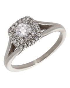 Pre-Owned 18ct White Gold 0.38ct Diamond Halo Cluster Ring