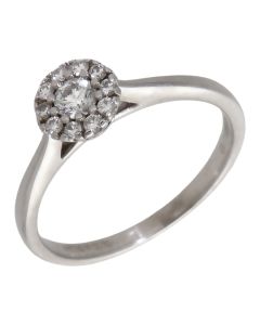 Pre-Owned 18ct White Gold 0.26ct Diamond Halo Cluster Ring