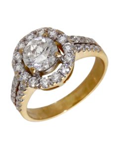 Pre-Owned 18ct Yellow Gold 1.40ct Diamond Halo Ring