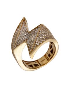 Pre-Owned 9ct Yellow Gold Cubic Zirconia ZigZag Dress Ring