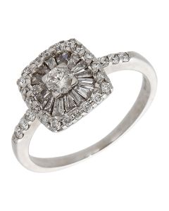 Pre-Owned 18ct White Gold Mixed Cut Diamond Cluster Ring