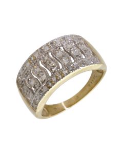 Pre-Owned 9ct Gold 0.15ct Diamond Multi Row Dress Ring