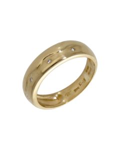 Pre-Owned 14ct Yellow Gold Diamond Set Wave Band Dress Ring