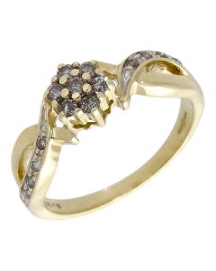 Pre-Owned 9ct Yellow Gold 0.25ct Diamond Cluster Ring