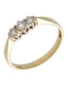 Pre-Owned 9ct Yellow Gold 0.25ct Diamond Trilogy Ring