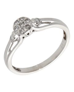 Pre-Owned 9ct White Gold 0.15ct Diamond Cluster Ring