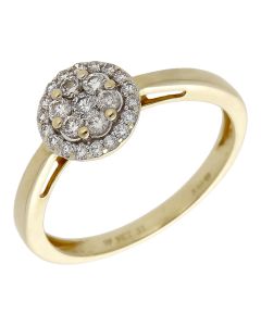 Pre-Owned 9ct Yellow Gold 0.33ct Diamond Circle Cluster Ring