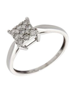 Pre-Owned 9ct White Gold 0.33ct Diamond Square Cluster Ring