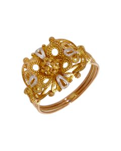 Pre-Owned 18ct Yellow & White Gold Fancy Beaded Dress Ring