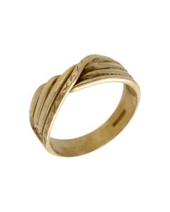 Pre-Owned 9ct Yellow Gold Multi Row Crossover Twist Band Ring