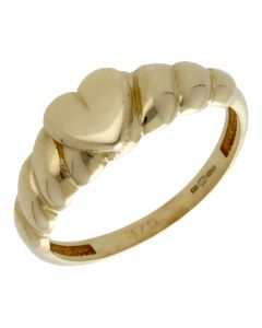 Pre-Owned 9ct Yellow Gold Heart Twist Dress Ring