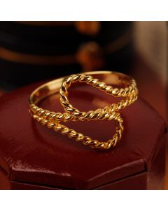 Pre-Owned Vintage 1979 9ct Yellow Gold Rope Crossover Wave Ring