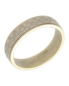Pre-Owned 9ct Yellow & White Gold 5mm Patterned Wedding Ring