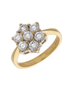 Pre-Owned 9ct Yellow Gold Cubic Zirconia Cluster Ring
