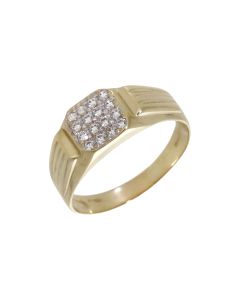 Pre-Owned 9ct Yellow Gold Cubic Zirconia Signet Ring