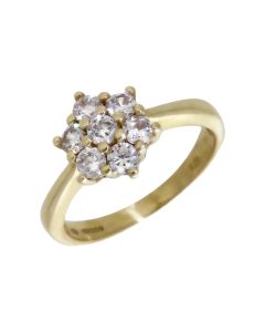 Pre-Owned 9ct Yellow Gold Cubic Zirconia Cluster Ring
