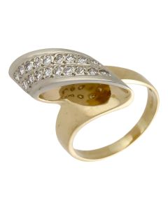 Pre-Owned 14ct Yellow & White Gold Diamond Set Wave Dress Ring