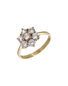 Pre-Owned 9ct Yellow Gold Cubic Zirconia Cluster Ring