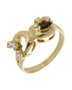Pre-Owned 14ct Yellow Gold Sapphire & Cubic Zirconia Dress Ring