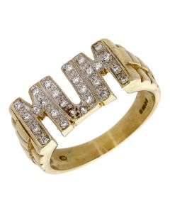 Pre-Owned 9ct Yellow Gold Cubic Zirconia Set Mum Ring